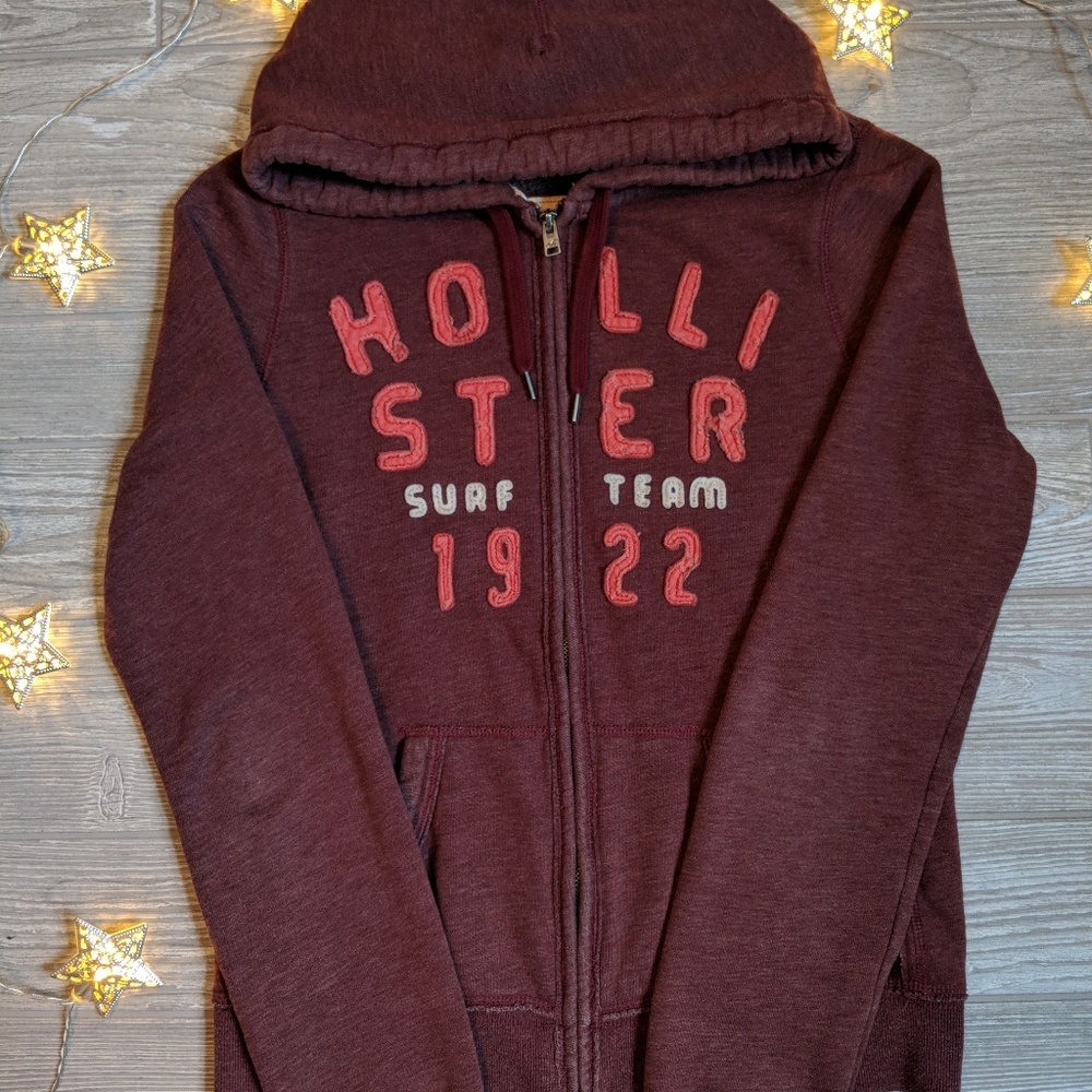 Hollister Long Sleeve Zip-up Maroon Hoodie Hoody